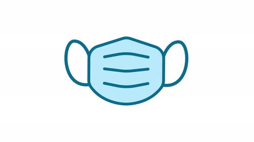 Medical face mask icon for protection against virus and bacteria