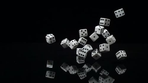 Dice tumbling downward in super slow motion captured with phantom camera