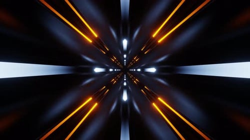Orange And Light Blue Neon Weightlessness Tunnel Background Vj Loop In 4K