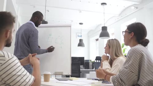 Multicultural Young People Collaborating on Working Strategy in Office