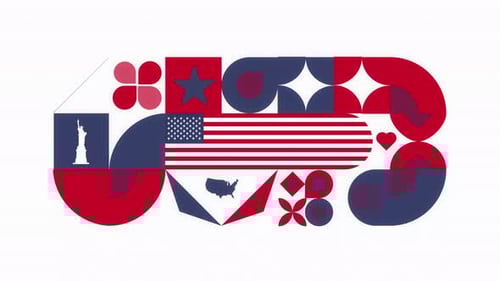 Usa Colorful Geometric Flag Motion Loop Transparent