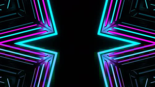 Cyan And Pink Neon Motion Effect Kaleidoscope Background Vj Loop In 4K