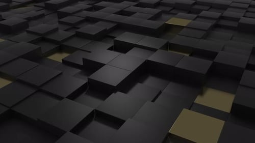3D-Schwarz-Gold-Würfel-Muster-Hintergrund