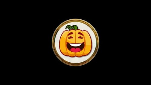 Halloween Happy Face Circle Icon Loop Animation