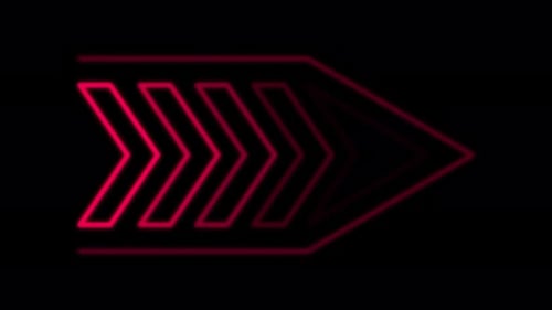 Animation of Pink Neon Arrow Pointing Right on black background