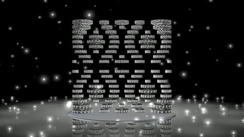 Elegant Silver Geometric Rings Building Animation