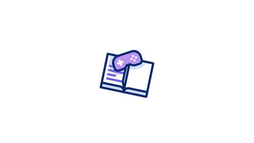 Animated Flat Design Icon of Book and Game Controller