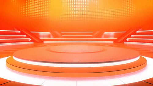 Futuristic Glowing Stage Platform for Virtual Presentations and Broadcasts