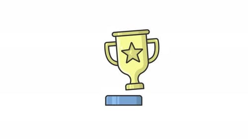 motion graphic of trophy icon animation video, champion symbol animated icon in alpha channel