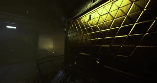 Dark Sci-Fi Space Station Corridor Loop Background