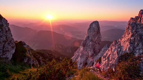 Mountain Range Landscape at Golden Hour Sunrise