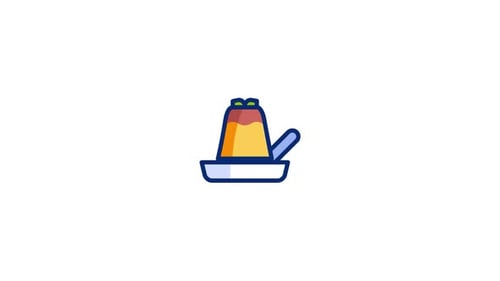Animated Mortar and Pestle Icon in Flat Design Style
