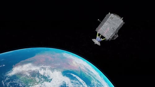 Der Satellit fängt einen atemberaubenden Blick auf die Erde von einem umlaufenden Raumschiff aus ein