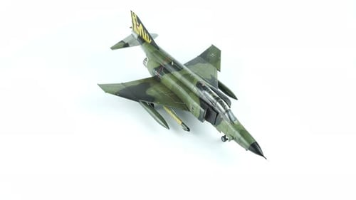 Military Airplane Model Rotating on White Background