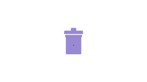 Animated Recycling Bin Icon with Rotating Symbol and Lid Movement