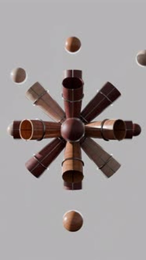 Animação de esferas e tubos satisfatórios em loop 3D