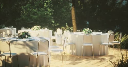 Elegant Outdoor Wedding Reception Dinner Tables Animation