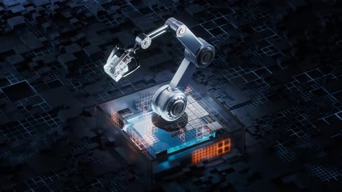 Bras mécanique avec fond de circuit technologique