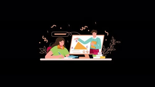 Animated Online Education Flat Design Illustration