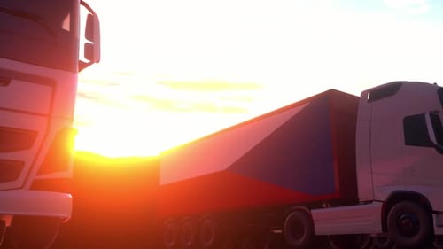 Cargo Trucks with Czech Republic Flag