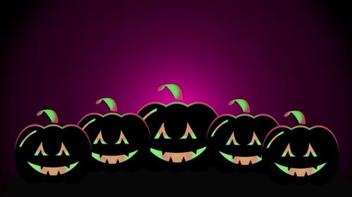 Halloween Jack-o'-Lanterns Neon Glow Animation