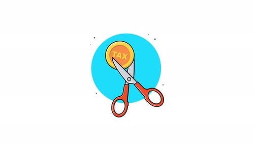 4k Scissor Cutting Gold Coin. Taxation Concept Animation Video