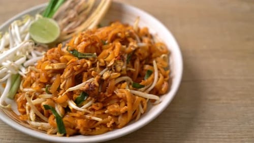 Delicious Pad Thai Noodles with Sprouts and Lime