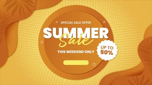 Animated Summer Sale Title Card with Tropical Elements
