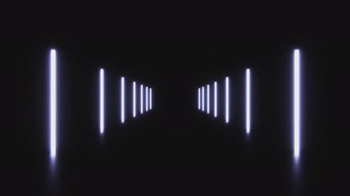 Bastões de
linha brilhantes voadores, animação em loop perfeita. Fundo com bastões de néon