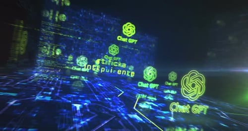 ChatGPT, künstliche Intelligenz, Chat-Bot-Symbole, Loop-Cyber-Konzept