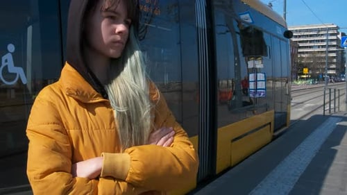Lonely Teen on Bus Stop