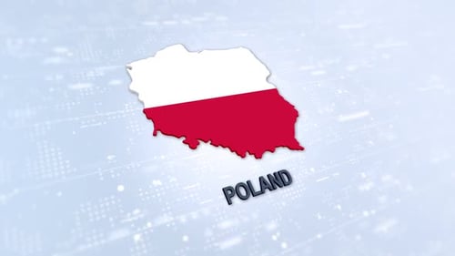 Animated 3D Map of Poland with National Flag and Text