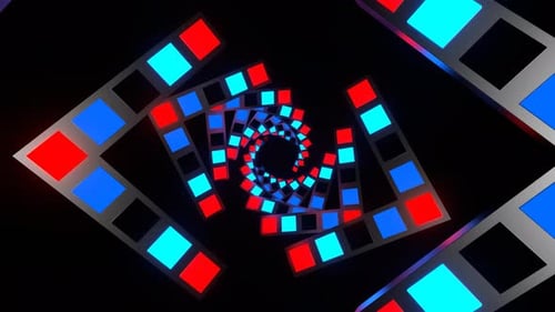 Red And Blue Slow Strobe Spiral Tunnel Background Vj Loop In 4K