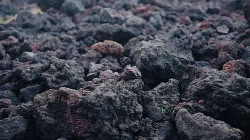 Closeup on Volcanic Stones on Ground