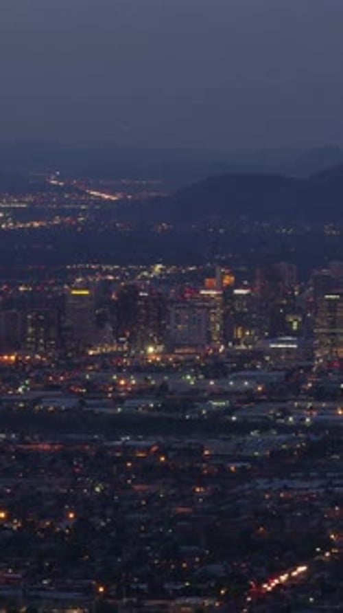 Vertical Video Downtown Phoenix at Night Timelapse