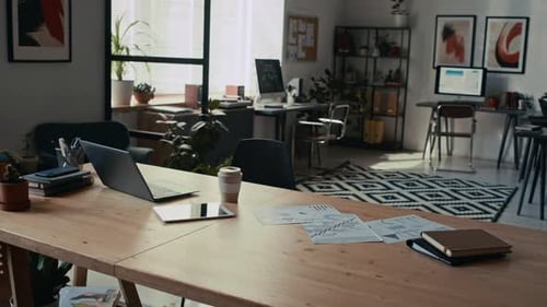 Interior of Modern Open Space Office with Organized Workstations