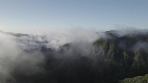 Clouds moving in mountain