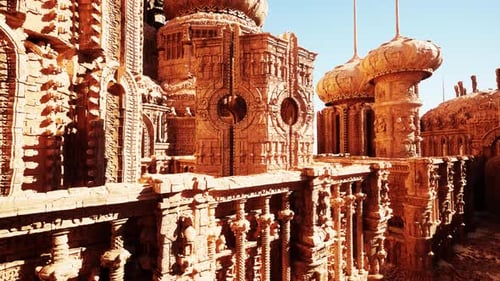 An Intricately Carved Stone Wall on the Facade of a Majestic Temple