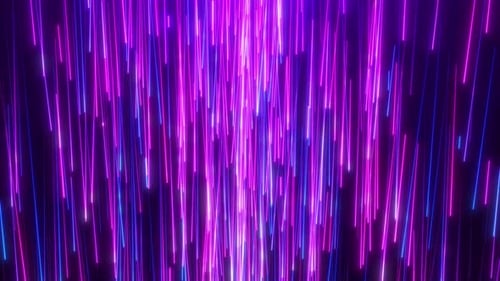 Abstract digital background with glowing neon particles or bright rays of light. movement