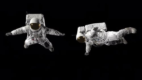 Astronaut fliegt auf transparentem Hintergrund, Alphakanal