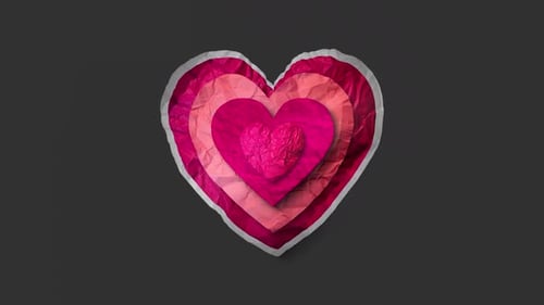 Crumpled Paper Heart Unfold Reveal Animation