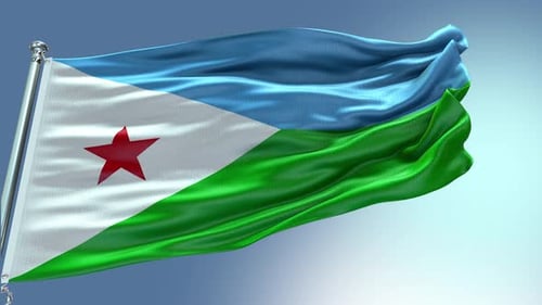 Realistic Djibouti Flag Waving Animation Loop