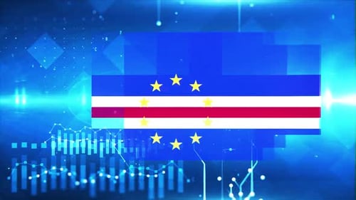Cape Verde Flag On Economy Background And Graph