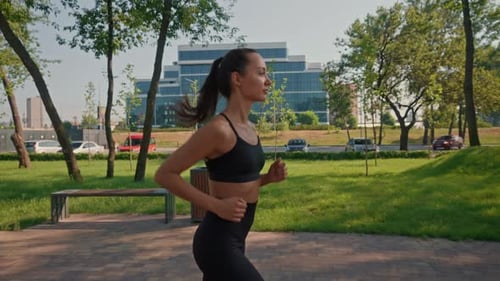 Side View Woman Running Outdoors