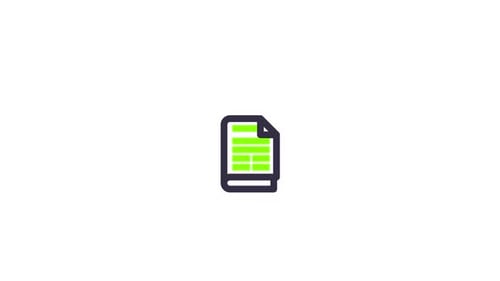 2D Animated Icon of a Document File with Green Lines