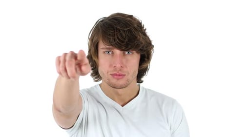 Young Adult Points Directly at the Camera