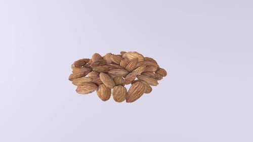 Animated 3D Almonds Rotating on White Background