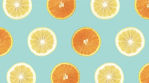 Lemon and orange slice creative composition