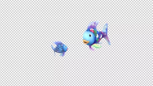 Animated Cartoon Fish Swimming in 3D Style