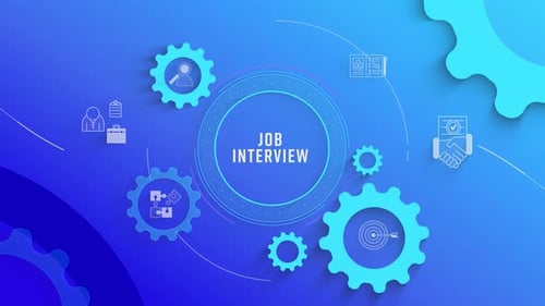 Flat Infographic Colorize Icons Background Job Interview Loopable Animation